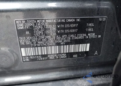 2021 Toyota Rav4 Xle from USA, damaged, VIN 2T3P1RFV7MC154632